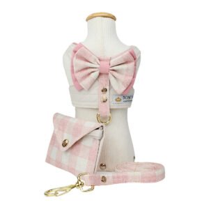 COLEIRA PEITORAL CLASSIC XADREZ ROSE – M