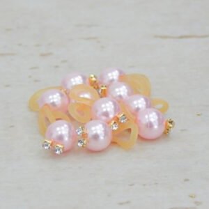 PE050 – ELASTICO DE PEROLAS COM STRASS 50 UNIDADES – ROSA ANTIGO